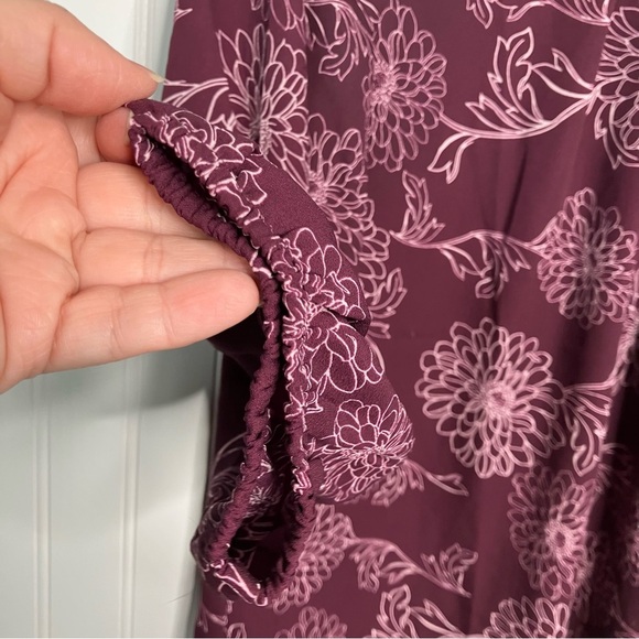 41 Hawthorn Top Large Purple Floral Casual Popover Spring Women’s Blouse Shirt - Picture 4 of 9